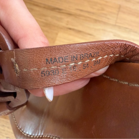 Tory Burch Cognac Leather Logo Thong Sandals - Picture 5 of 5
